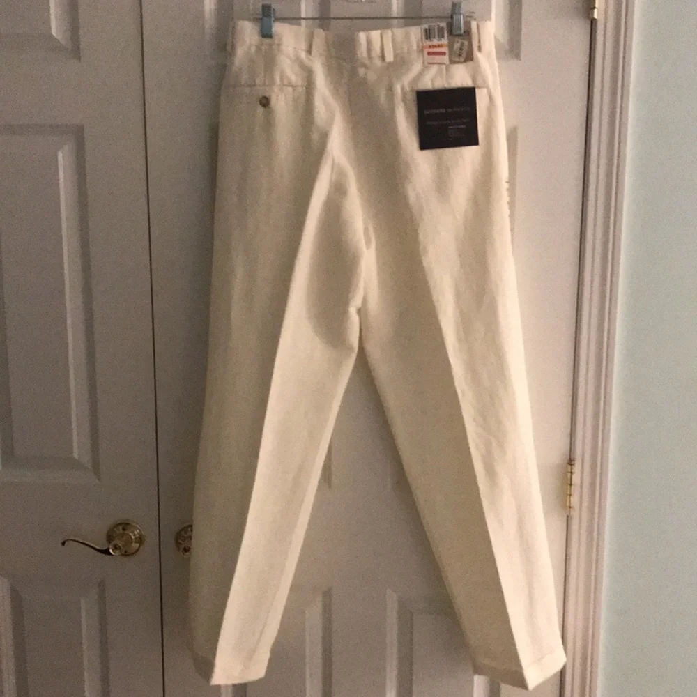 Dockers Premium Presidio Linen Blend White Pleated Cuffs Pants  33x32